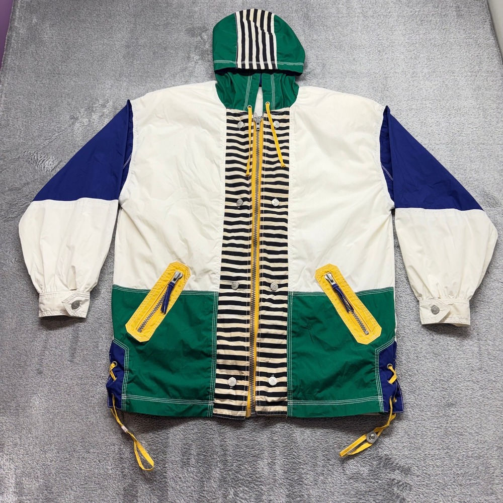 Mulberry Street Windbreaker Jacket Women M Multicolor Good Vintage Colorblock